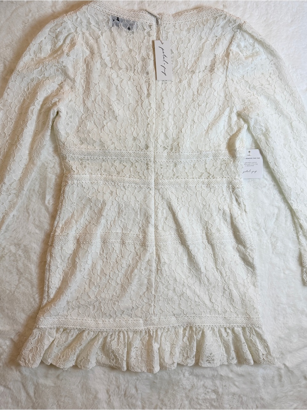 Petal + Pup White Floral Lace Long Sleeve Mini Dress XL NWT